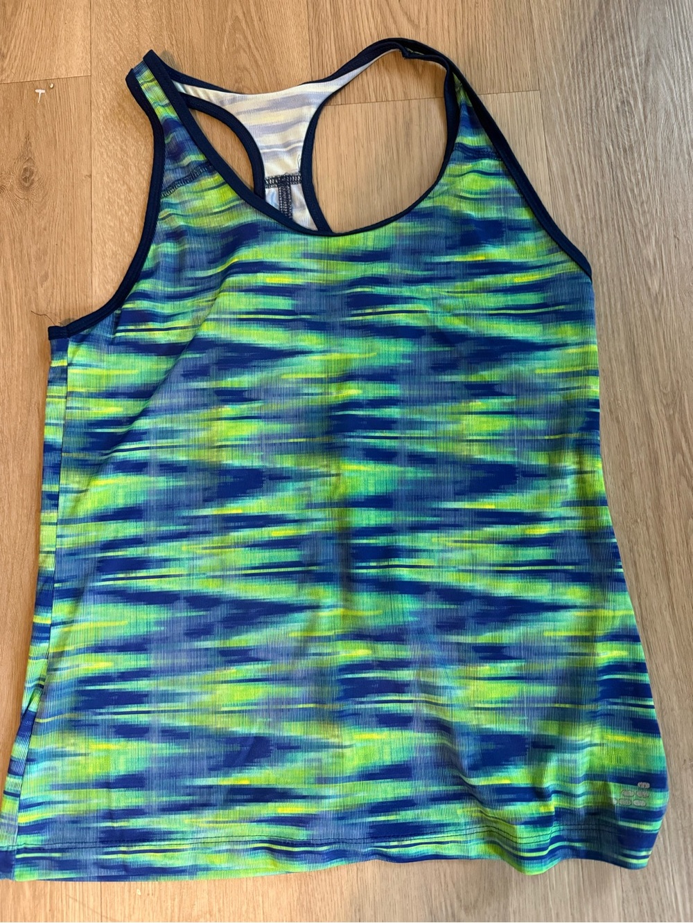 Women’s Racerback tank in Blue & Lime adult medium